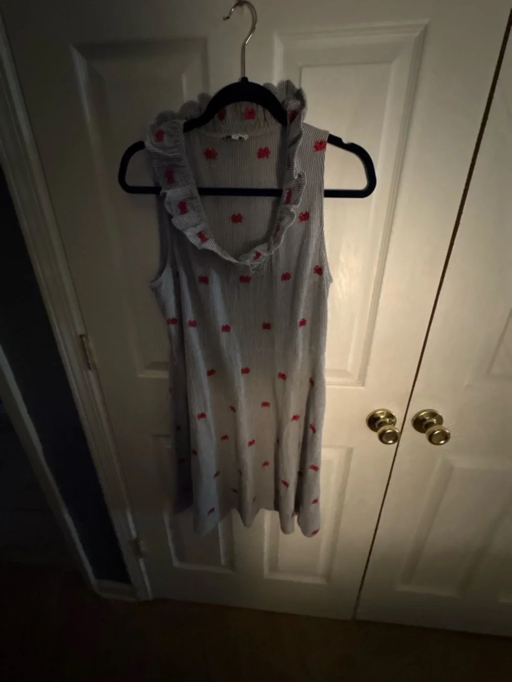 crown & ivy Navy Striped Top with Red Crab Embroidery - Picture 1 of 6